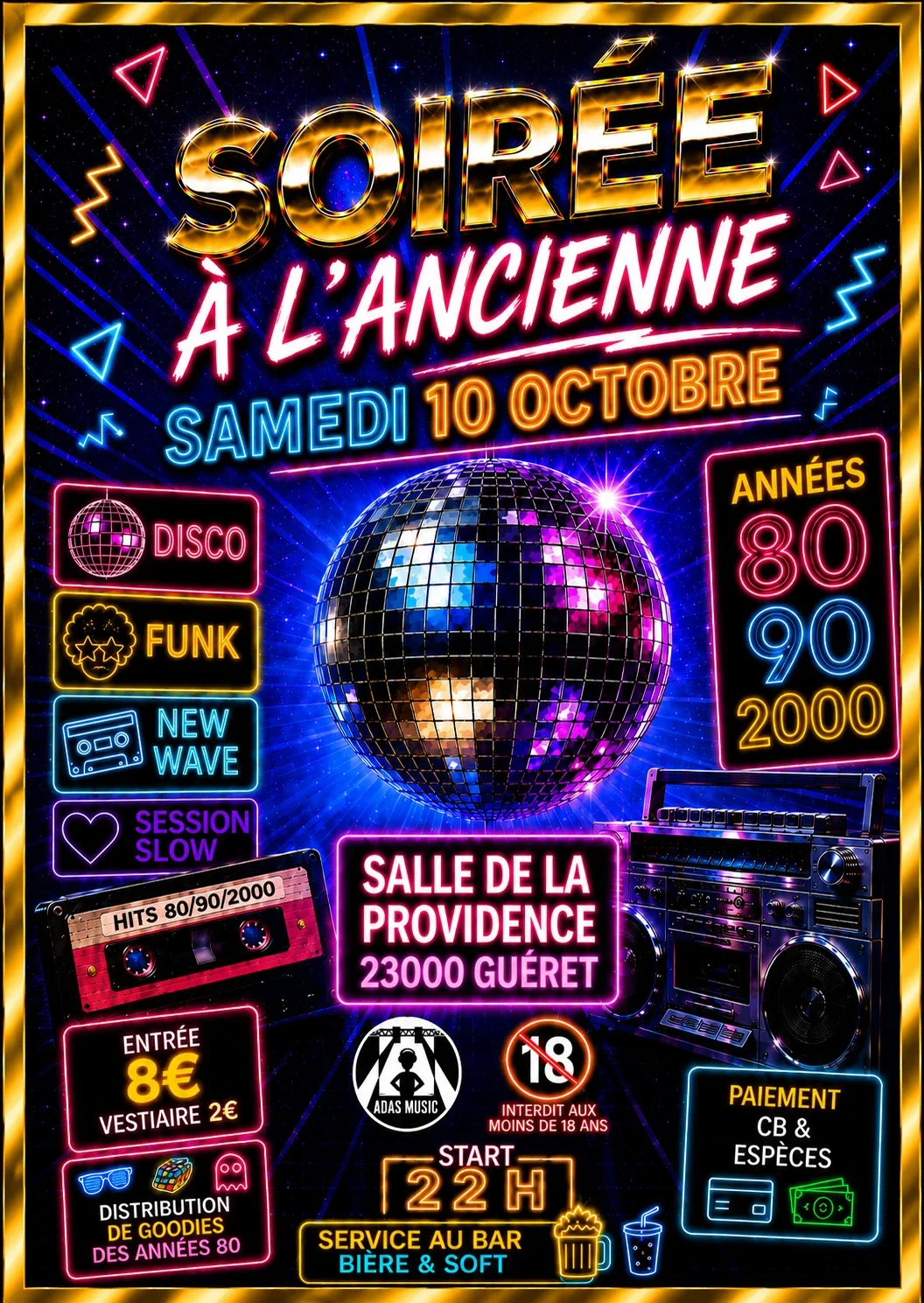 Affiche de la prochaine soirée ADAS Music à Guéret
